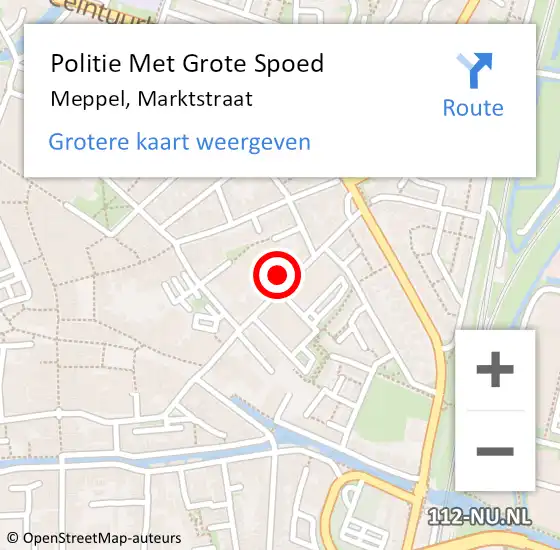 Locatie op kaart van de 112 melding: Politie Met Grote Spoed Naar Meppel, Marktstraat op 21 september 2024 03:09