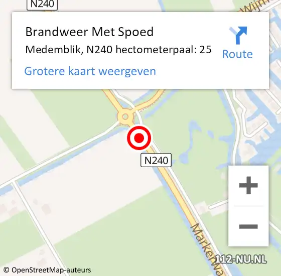 Locatie op kaart van de 112 melding: Brandweer Met Spoed Naar Medemblik, N240 hectometerpaal: 25 op 21 september 2024 03:40