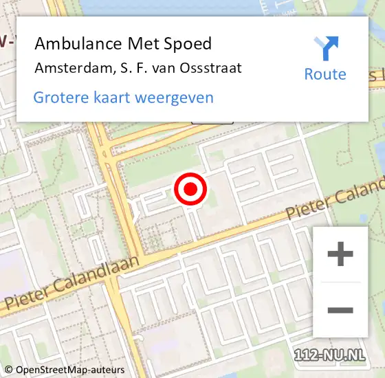 Locatie op kaart van de 112 melding: Ambulance Met Spoed Naar Amsterdam, S. F. van Ossstraat op 21 september 2024 03:47