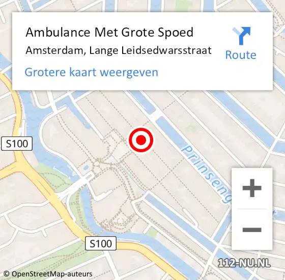 Locatie op kaart van de 112 melding: Ambulance Met Grote Spoed Naar Amsterdam, Lange Leidsedwarsstraat op 21 september 2024 04:04