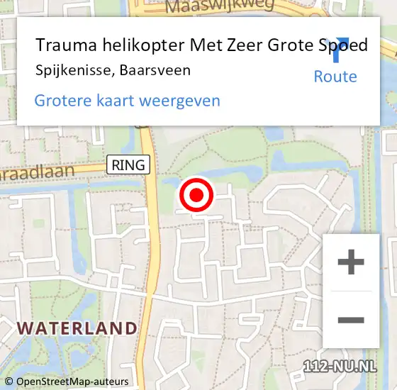 Locatie op kaart van de 112 melding: Trauma helikopter Met Zeer Grote Spoed Naar Spijkenisse, Baarsveen op 21 september 2024 04:16