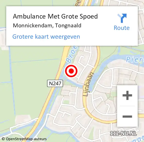 Locatie op kaart van de 112 melding: Ambulance Met Grote Spoed Naar Monnickendam, Tongnaald op 21 september 2024 04:21