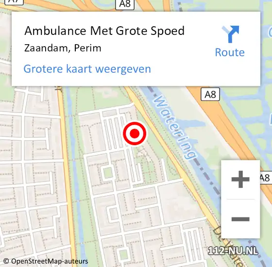 Locatie op kaart van de 112 melding: Ambulance Met Grote Spoed Naar Zaandam, Perim op 21 september 2024 04:54