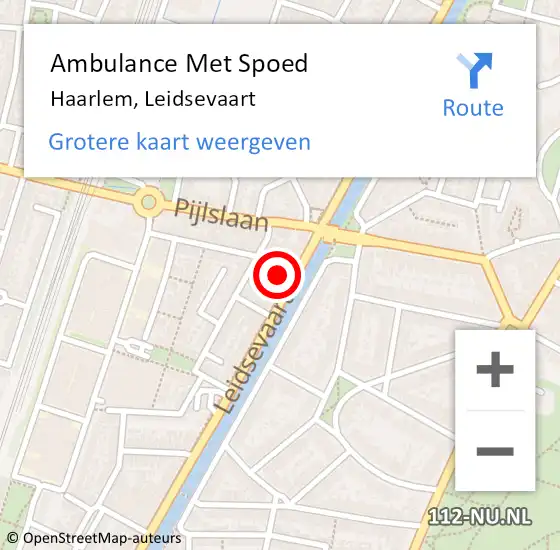 Locatie op kaart van de 112 melding: Ambulance Met Spoed Naar Haarlem, Leidsevaart op 21 september 2024 05:01