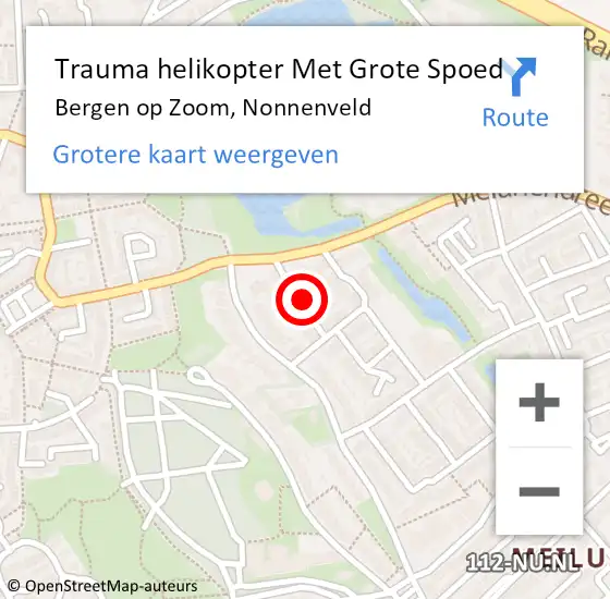 Locatie op kaart van de 112 melding: Trauma helikopter Met Grote Spoed Naar Bergen op Zoom, Nonnenveld op 21 september 2024 05:17