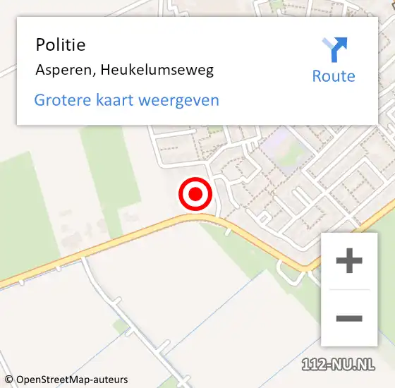 Locatie op kaart van de 112 melding: Politie Asperen, Heukelumseweg op 21 september 2024 05:53