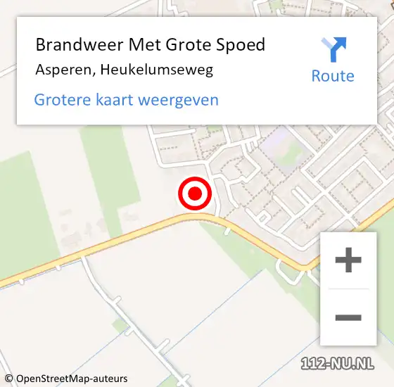 Locatie op kaart van de 112 melding: Brandweer Met Grote Spoed Naar Asperen, Heukelumseweg op 21 september 2024 05:55