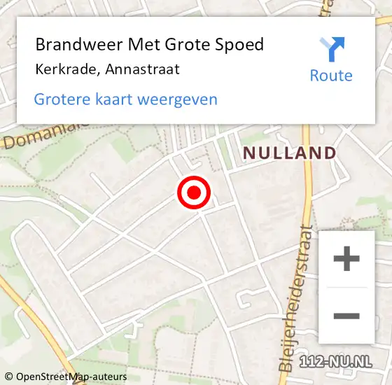 Locatie op kaart van de 112 melding: Brandweer Met Grote Spoed Naar Kerkrade, Annastraat op 21 september 2024 06:40