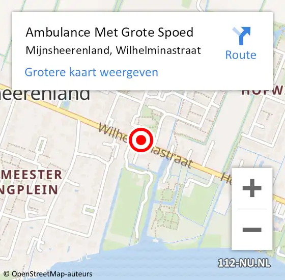 Locatie op kaart van de 112 melding: Ambulance Met Grote Spoed Naar Mijnsheerenland, Wilhelminastraat op 21 september 2024 07:16