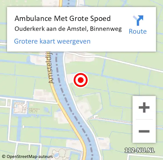 Locatie op kaart van de 112 melding: Ambulance Met Grote Spoed Naar Ouderkerk aan de Amstel, Binnenweg op 21 september 2024 07:17