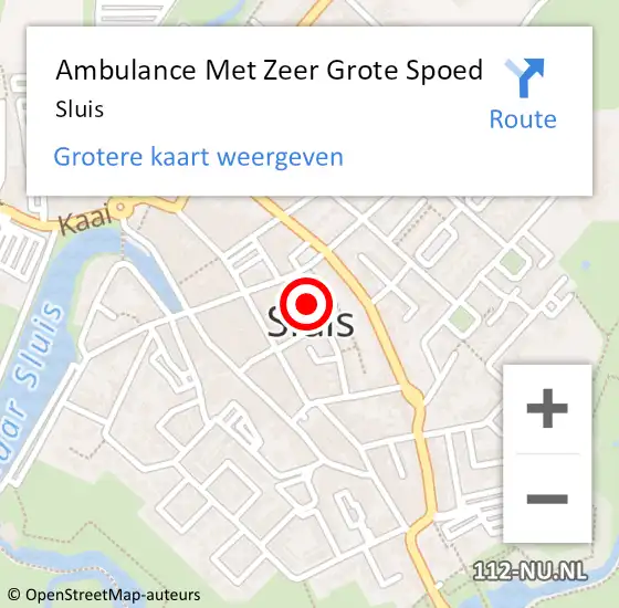 Locatie op kaart van de 112 melding: Ambulance Met Zeer Grote Spoed Naar Sluis op 21 september 2024 07:56