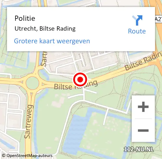 Locatie op kaart van de 112 melding: Politie Utrecht, Biltse Rading op 21 september 2024 08:07