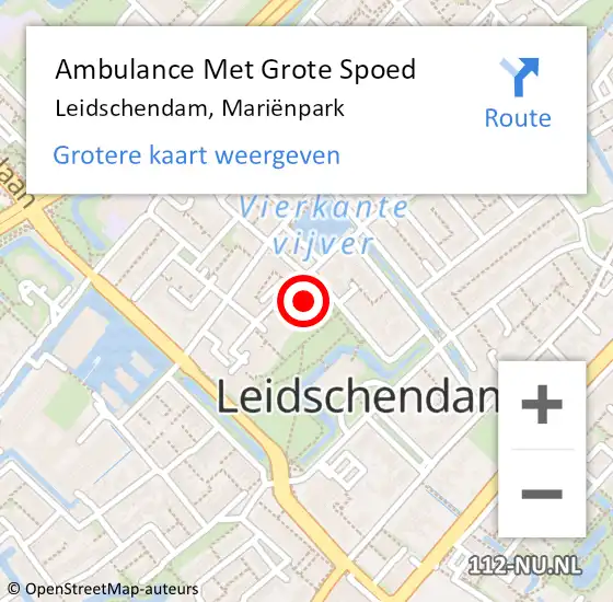 Locatie op kaart van de 112 melding: Ambulance Met Grote Spoed Naar Leidschendam, Mariënpark op 21 september 2024 08:31