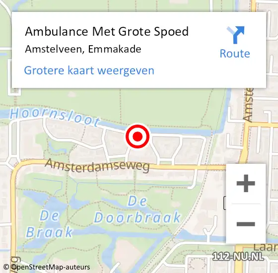 Locatie op kaart van de 112 melding: Ambulance Met Grote Spoed Naar Amstelveen, Emmakade op 21 september 2024 08:31