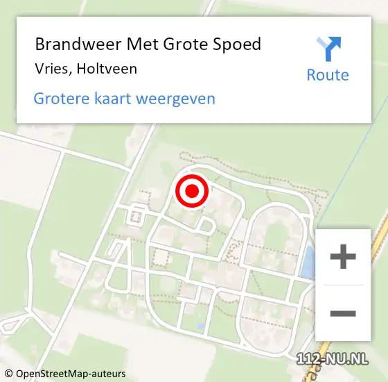 Locatie op kaart van de 112 melding: Brandweer Met Grote Spoed Naar Vries, Holtveen op 21 september 2024 08:44