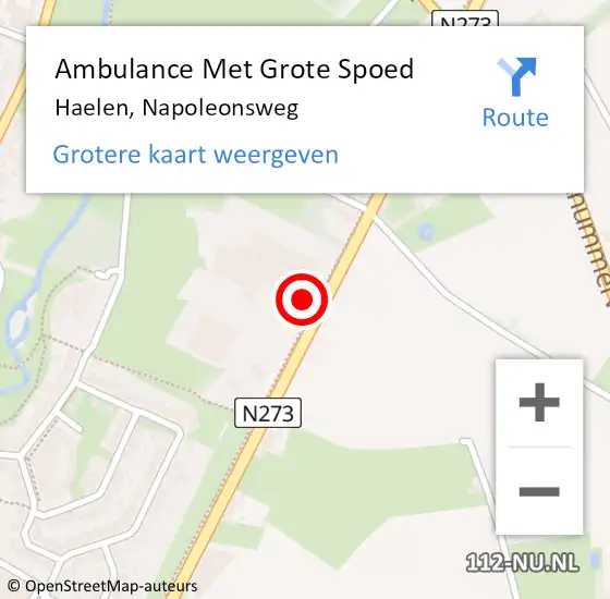 Locatie op kaart van de 112 melding: Ambulance Met Grote Spoed Naar Haelen, Napoleonsweg op 21 september 2024 08:53