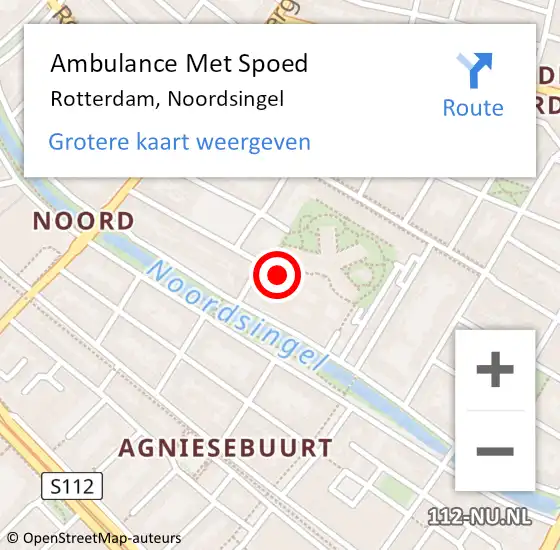 Locatie op kaart van de 112 melding: Ambulance Met Spoed Naar Rotterdam, Noordsingel op 21 september 2024 09:04