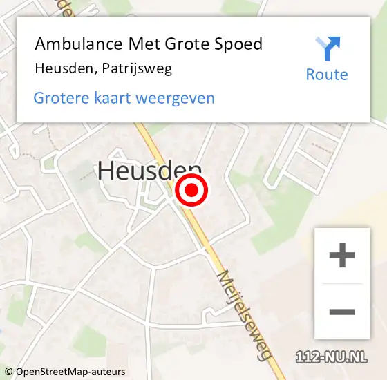 Locatie op kaart van de 112 melding: Ambulance Met Grote Spoed Naar Heusden, Patrijsweg op 20 oktober 2014 19:59