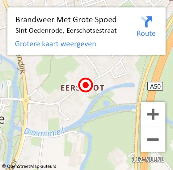 Locatie op kaart van de 112 melding: Brandweer Met Grote Spoed Naar Sint Oedenrode, Eerschotsestraat op 21 september 2024 09:40