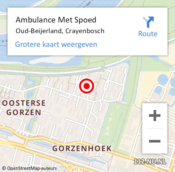 Locatie op kaart van de 112 melding: Ambulance Met Spoed Naar Oud-Beijerland, Crayenbosch op 21 september 2024 09:48