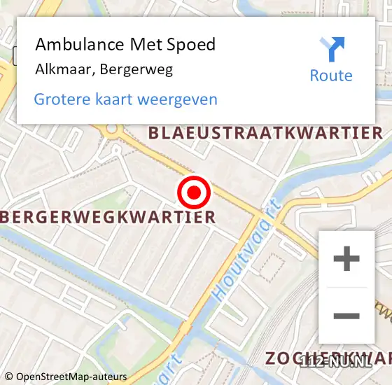 Locatie op kaart van de 112 melding: Ambulance Met Spoed Naar Alkmaar, Bergerweg op 21 september 2024 09:50