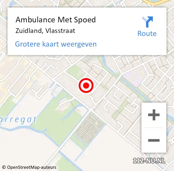 Locatie op kaart van de 112 melding: Ambulance Met Spoed Naar Zuidland, Vlasstraat op 21 september 2024 10:06