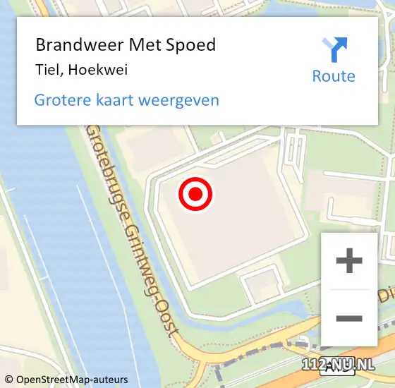 Locatie op kaart van de 112 melding: Brandweer Met Spoed Naar Tiel, Hoekwei op 21 september 2024 10:14