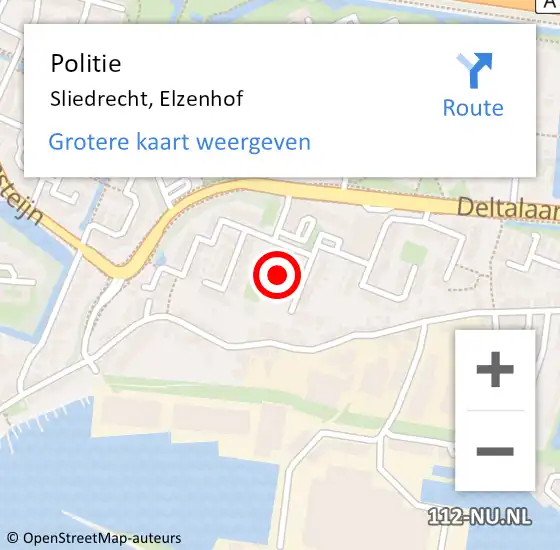 Locatie op kaart van de 112 melding: Politie Sliedrecht, Elzenhof op 21 september 2024 10:21