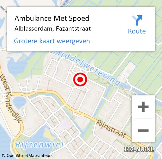 Locatie op kaart van de 112 melding: Ambulance Met Spoed Naar Alblasserdam, Fazantstraat op 21 september 2024 10:23