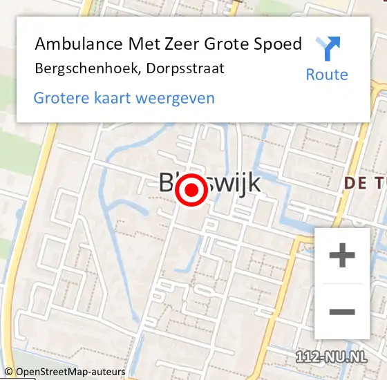 Locatie op kaart van de 112 melding: Ambulance Met Zeer Grote Spoed Naar Bergschenhoek, Dorpsstraat op 21 september 2024 10:24