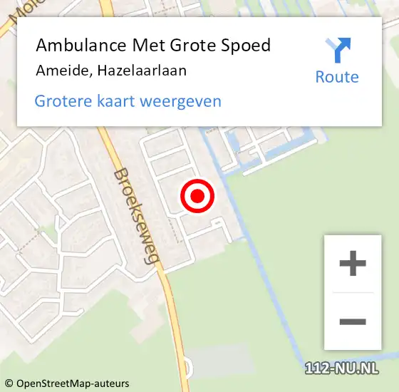 Locatie op kaart van de 112 melding: Ambulance Met Grote Spoed Naar Ameide, Hazelaarlaan op 21 september 2024 10:31