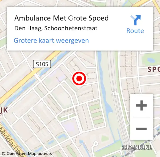 Locatie op kaart van de 112 melding: Ambulance Met Grote Spoed Naar Den Haag, Schoonhetenstraat op 21 september 2024 10:34