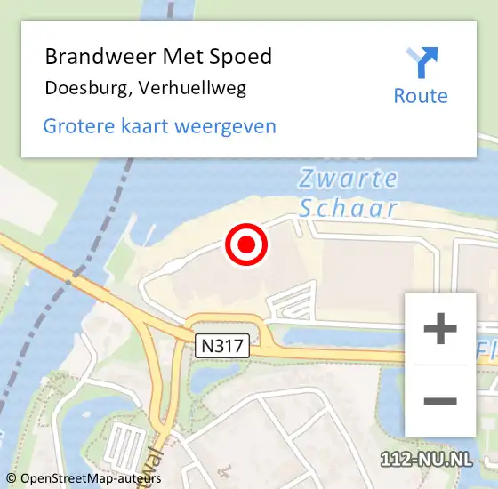 Locatie op kaart van de 112 melding: Brandweer Met Spoed Naar Doesburg, Verhuellweg op 21 september 2024 10:36