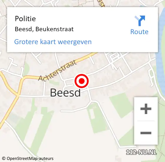 Locatie op kaart van de 112 melding: Politie Beesd, Beukenstraat op 21 september 2024 10:44