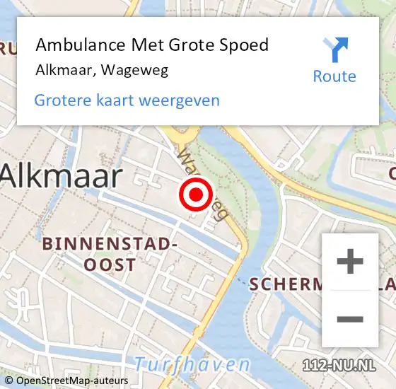 Locatie op kaart van de 112 melding: Ambulance Met Grote Spoed Naar Alkmaar, Wageweg op 21 september 2024 11:00