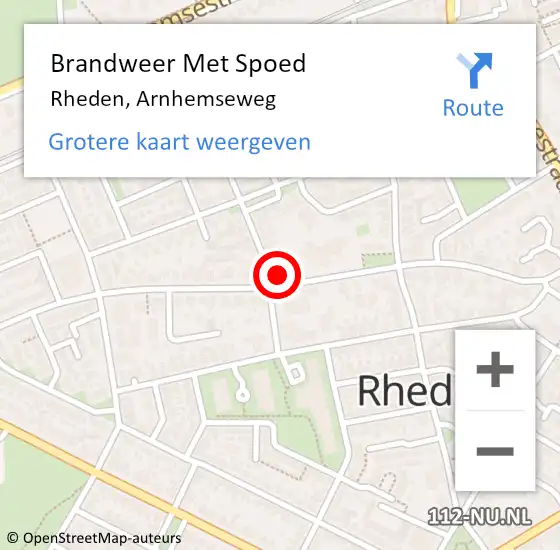 Locatie op kaart van de 112 melding: Brandweer Met Spoed Naar Rheden, Arnhemseweg op 21 september 2024 11:02