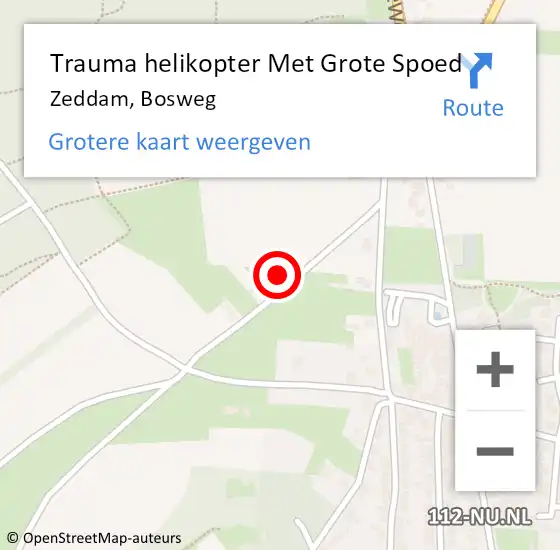 Locatie op kaart van de 112 melding: Trauma helikopter Met Grote Spoed Naar Zeddam, Bosweg op 21 september 2024 11:04