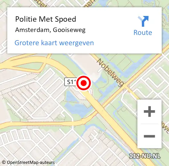 Locatie op kaart van de 112 melding: Politie Met Spoed Naar Amsterdam, Gooiseweg op 21 september 2024 11:07