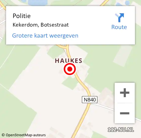 Locatie op kaart van de 112 melding: Politie Kekerdom, Botsestraat op 21 september 2024 11:13