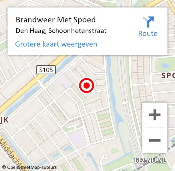 Locatie op kaart van de 112 melding: Brandweer Met Spoed Naar Den Haag, Schoonhetenstraat op 21 september 2024 11:16