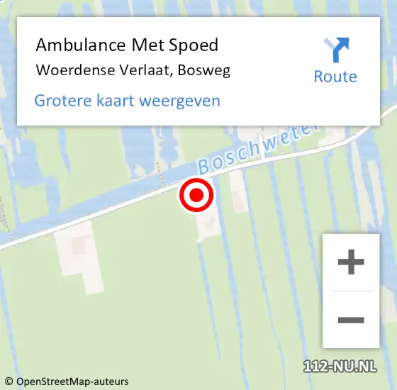 Locatie op kaart van de 112 melding: Ambulance Met Spoed Naar Woerdense Verlaat, Bosweg op 21 september 2024 11:23