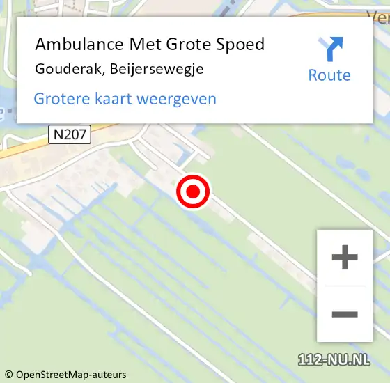 Locatie op kaart van de 112 melding: Ambulance Met Grote Spoed Naar Gouderak, Beijersewegje op 21 september 2024 11:40