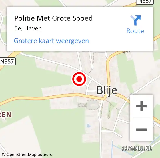 Locatie op kaart van de 112 melding: Politie Met Grote Spoed Naar Ee, Haven op 21 september 2024 11:42