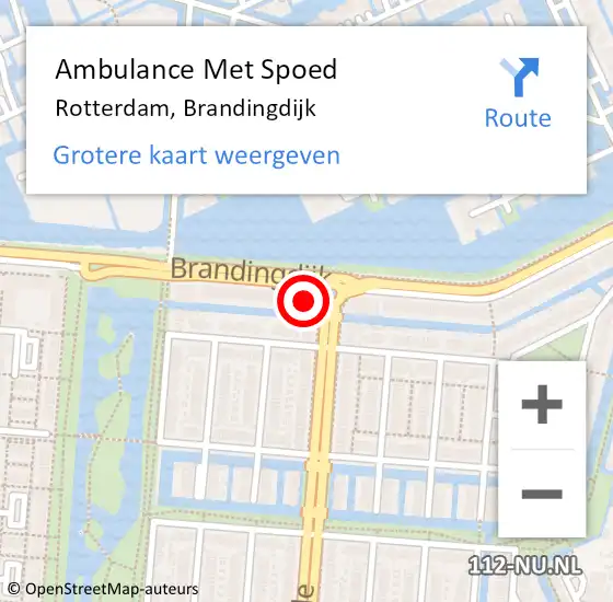 Locatie op kaart van de 112 melding: Ambulance Met Spoed Naar Rotterdam, Brandingdijk op 21 september 2024 11:47