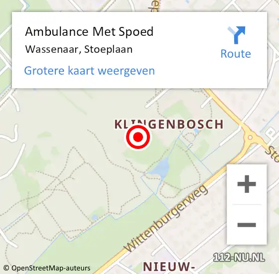 Locatie op kaart van de 112 melding: Ambulance Met Spoed Naar Wassenaar, Stoeplaan op 21 september 2024 11:48