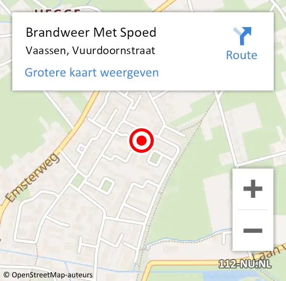 Locatie op kaart van de 112 melding: Brandweer Met Spoed Naar Vaassen, Vuurdoornstraat op 21 september 2024 11:57