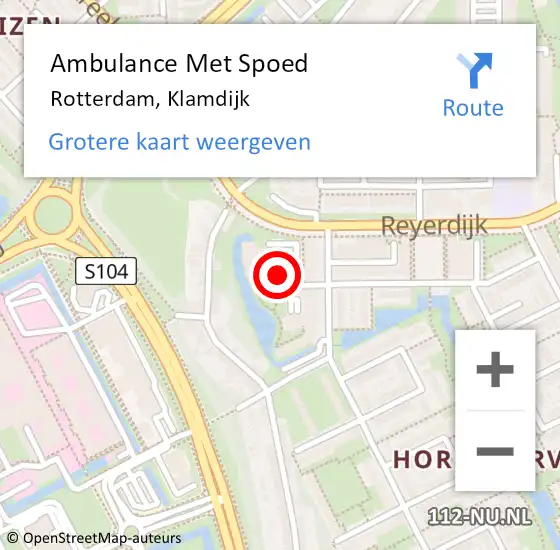 Locatie op kaart van de 112 melding: Ambulance Met Spoed Naar Rotterdam, Klamdijk op 21 september 2024 11:57