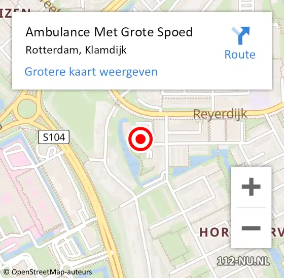 Locatie op kaart van de 112 melding: Ambulance Met Grote Spoed Naar Rotterdam, Klamdijk op 21 september 2024 12:00