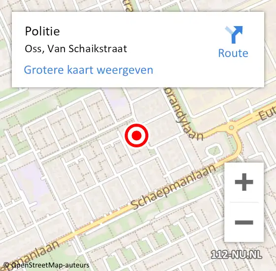 Locatie op kaart van de 112 melding: Politie Oss, Van Schaikstraat op 21 september 2024 12:08