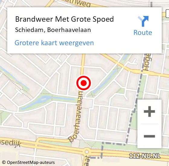 Locatie op kaart van de 112 melding: Brandweer Met Grote Spoed Naar Schiedam, Boerhaavelaan op 21 september 2024 12:14